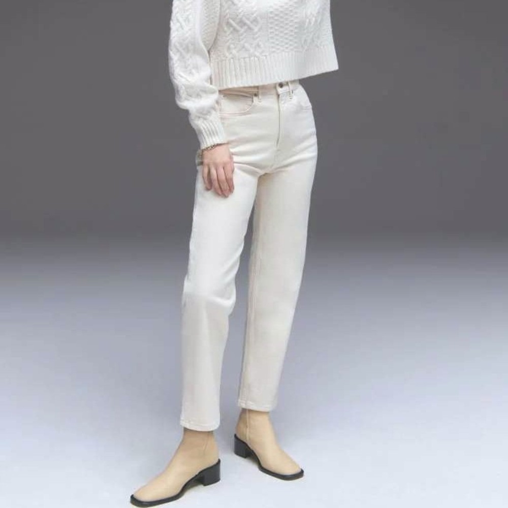 Everlane The High‎ Rise Cheeky Straight Jean White Denim Size 26 100% Cotton